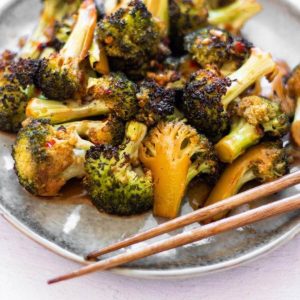 Roasted Broccoli with Sweet Chili Sauce