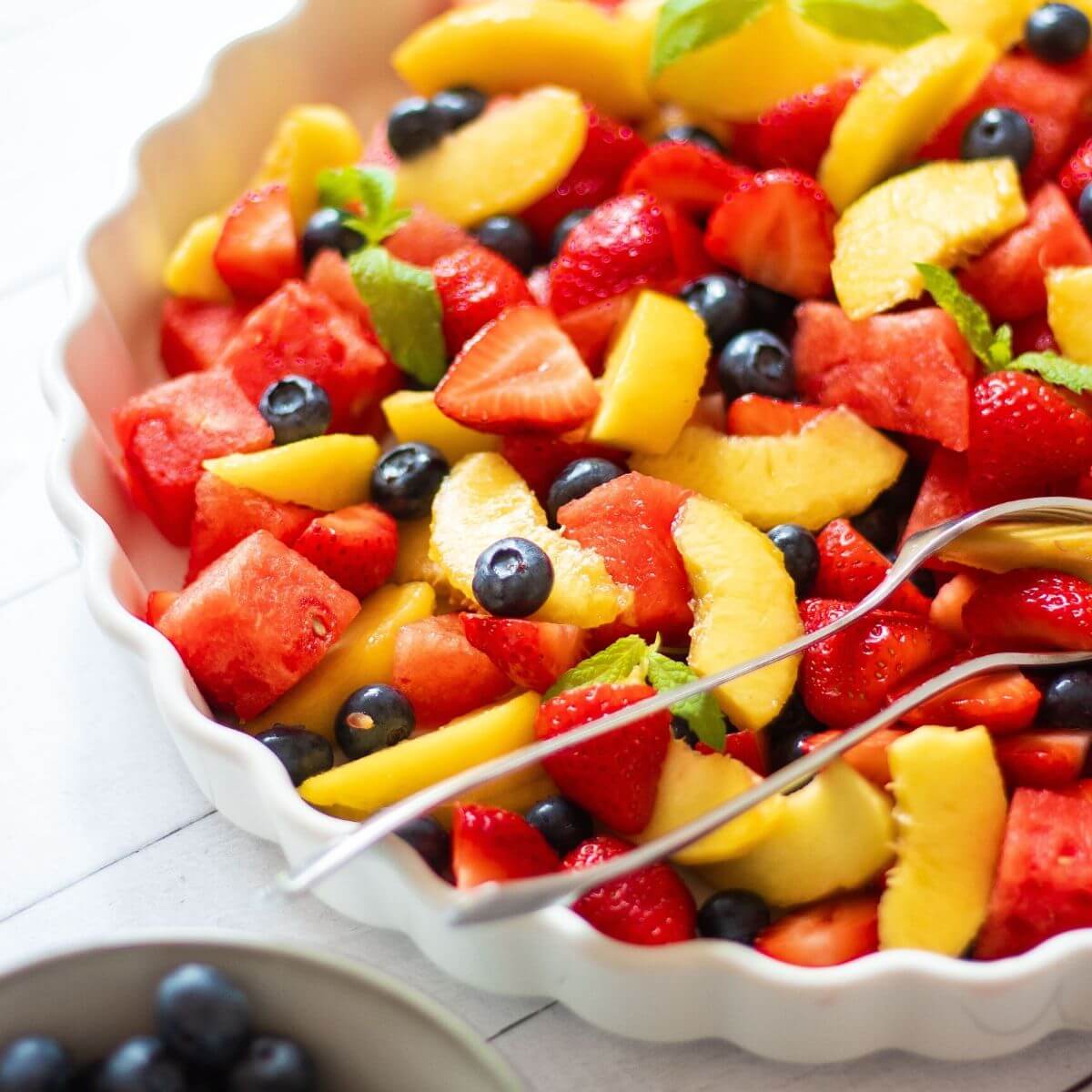 Summer fruit salad with rosewater dressing
