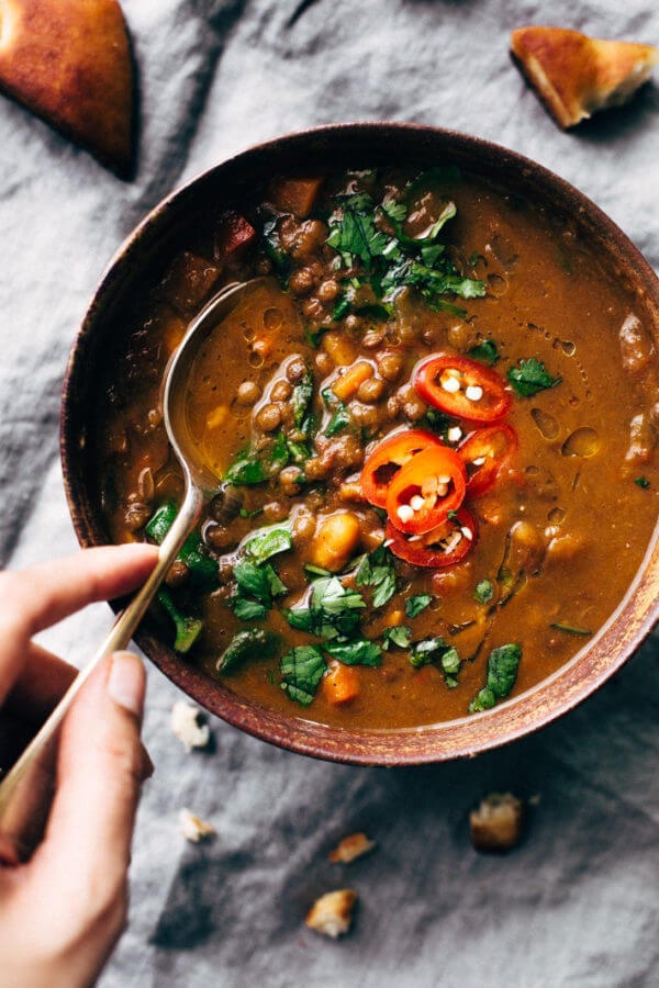 Detox Sweet Potato Lentil Soup (Slow Cooker)