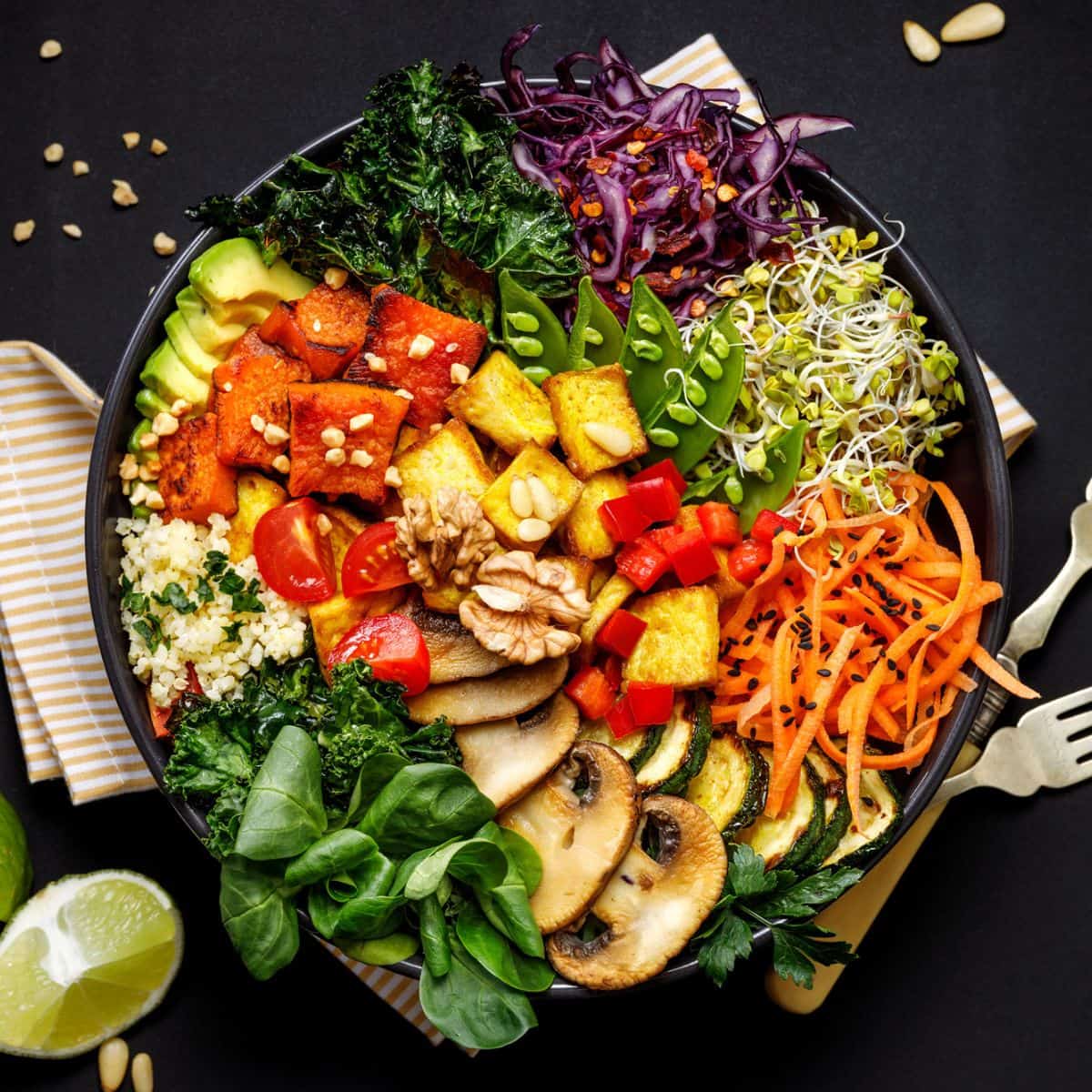 vegan tofu bowl with veggies