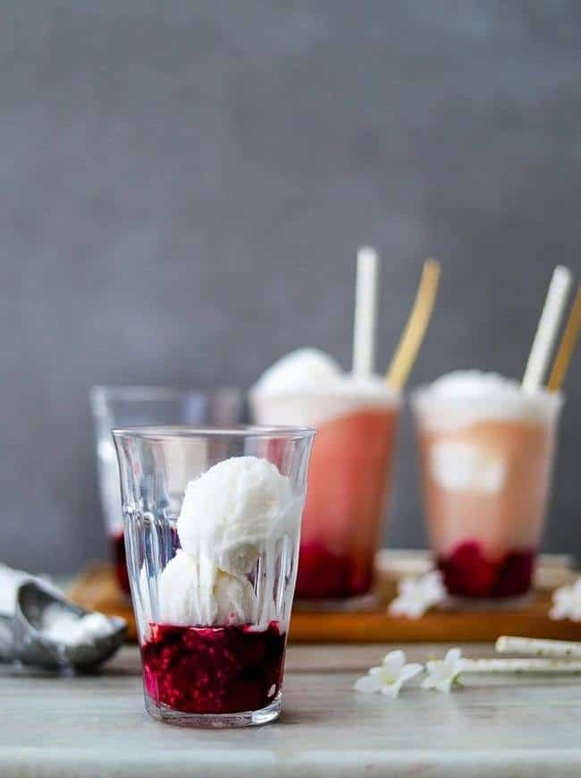 Raspberry Coconut Ice Cream Floats