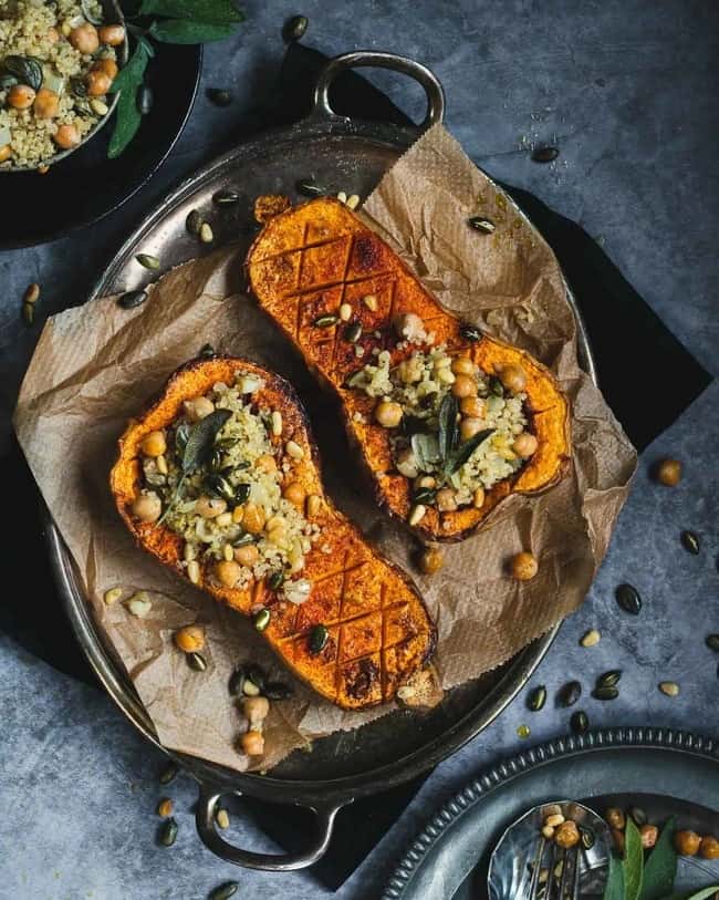 Butternut Squash with Chickpea Stuffing
