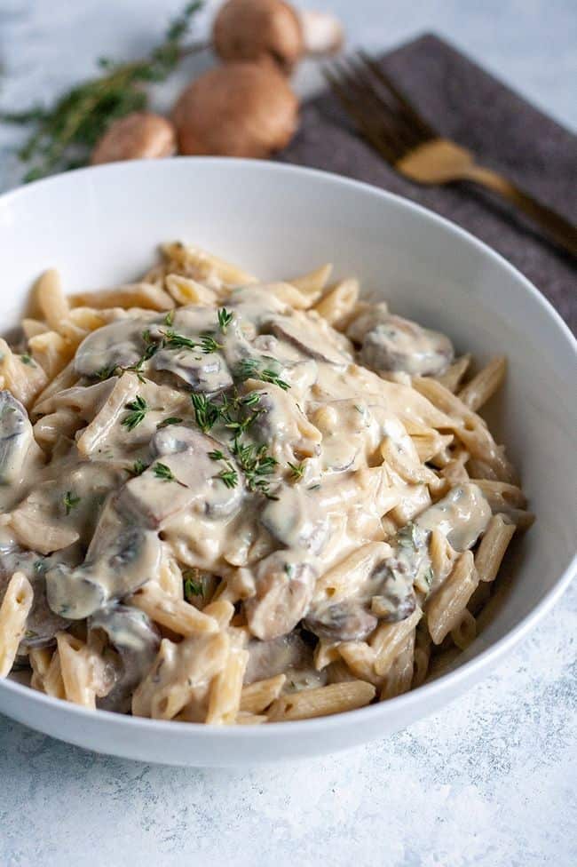 Creamy Tofu Garlic Mushroom Pasta Sauce