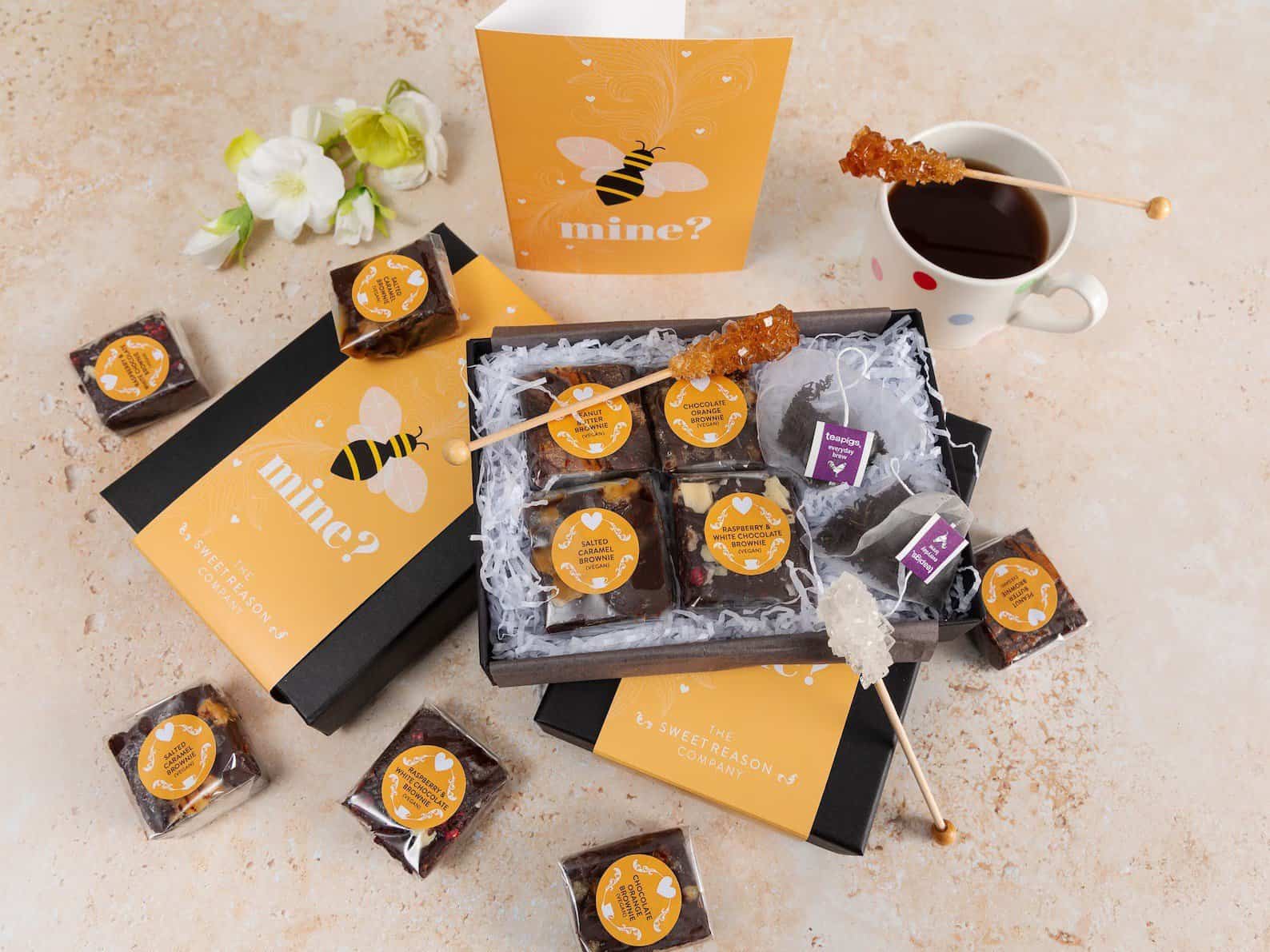 Bee Mine vegan brownie and tea gift box