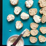 herb cream cheese on baguettes