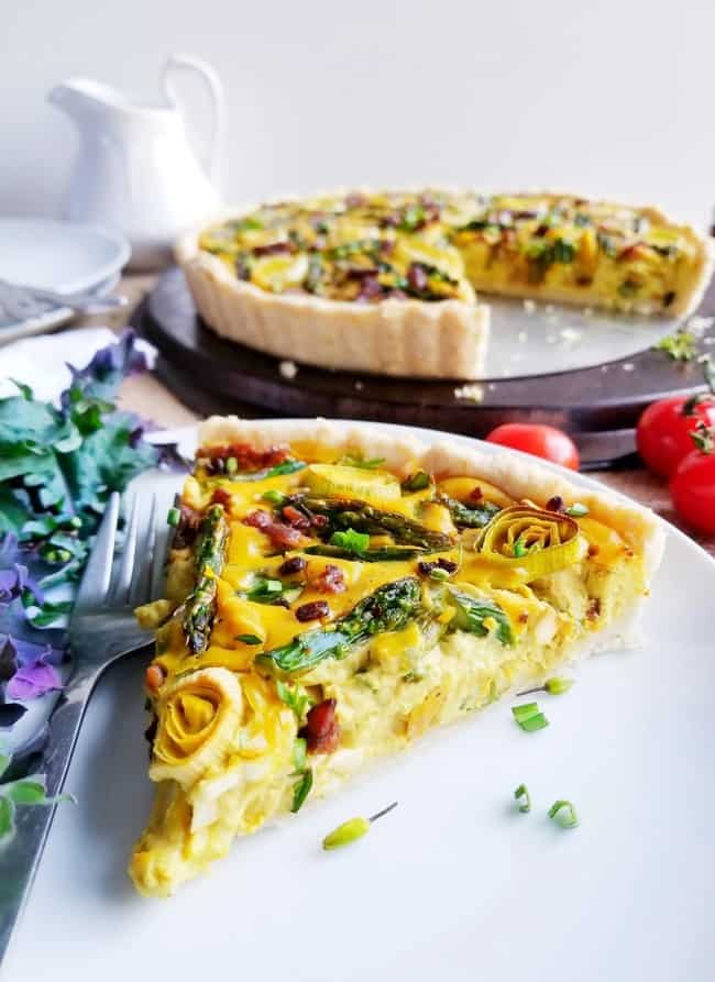 Vegan Spring Quiche with "Bacon"