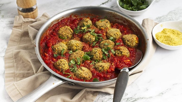 Vegan Chickpea Meatballs with Tomato Sauce