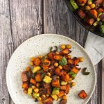 vegan sweet potato hash with zucchini