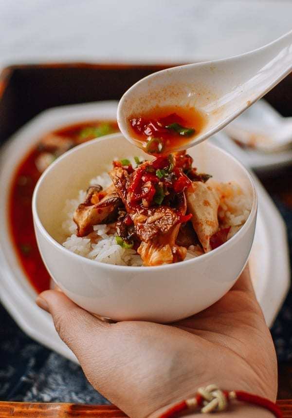 Spicy Steamed Tofu and Mushrooms