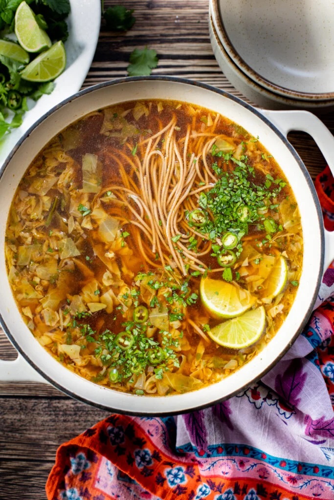 Spicy Vegan Cabbage Noodle Soup