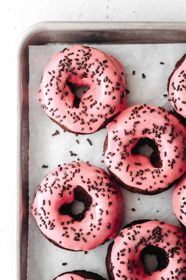 Raspberry Glazed Chocolate Donuts