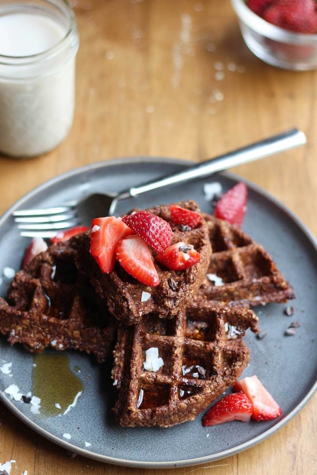 Chocolate Oat Flour Waffles