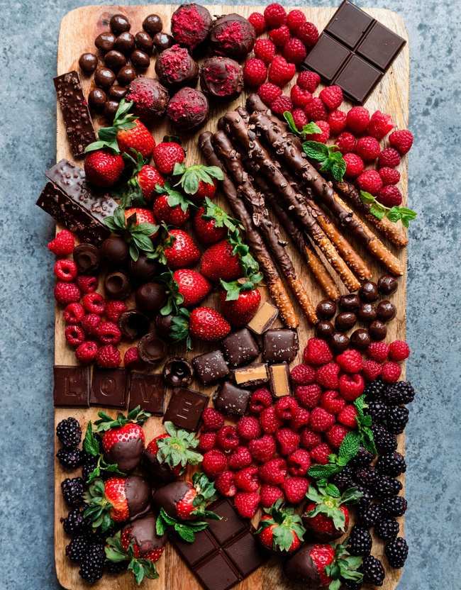 Chocolate and Berries Snack Board