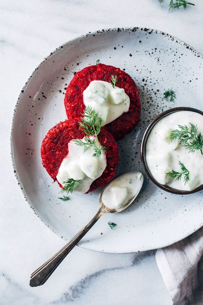 Beet Patties with Tzatziki