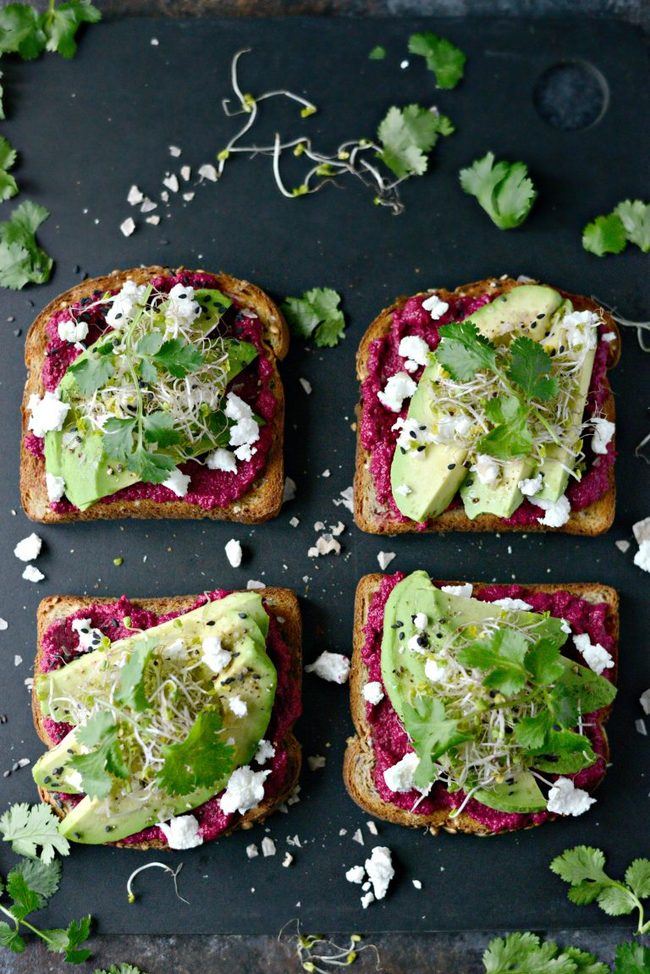 Avocado Beet Hummus Toast