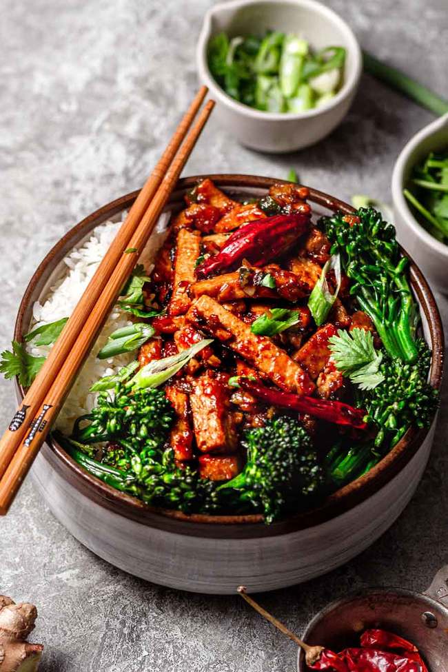 Sticky Mongolian Tofu and Broccoli