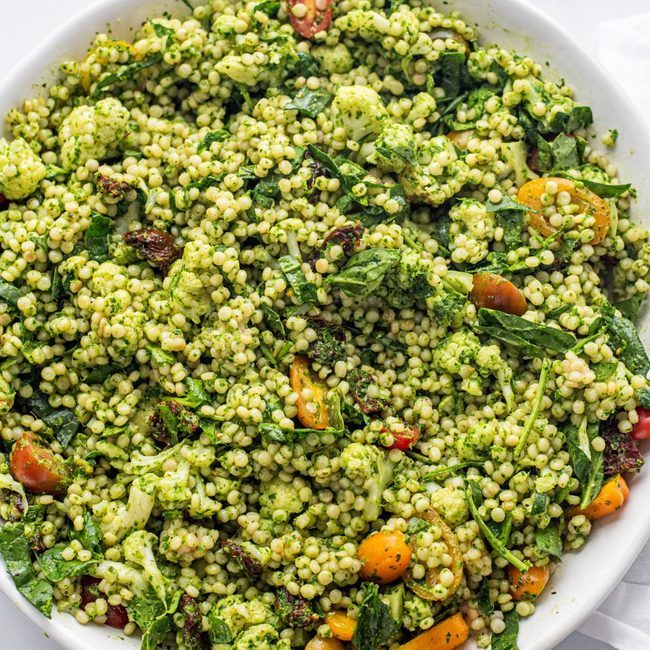 Parsley Pesto Spinach Couscous Salad