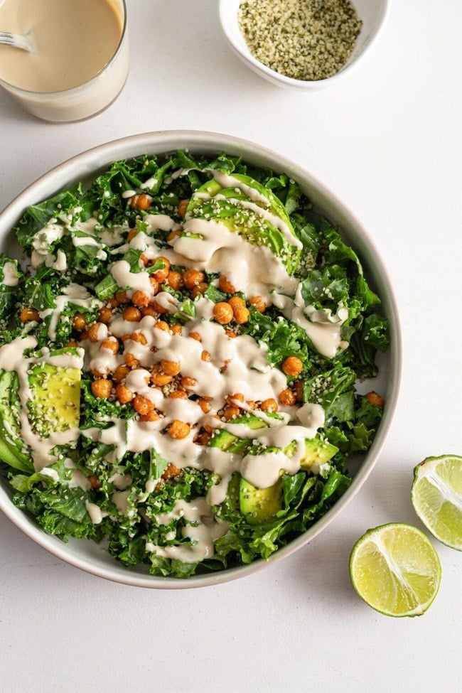 Roasted Chickpea Avocado Kale Salad