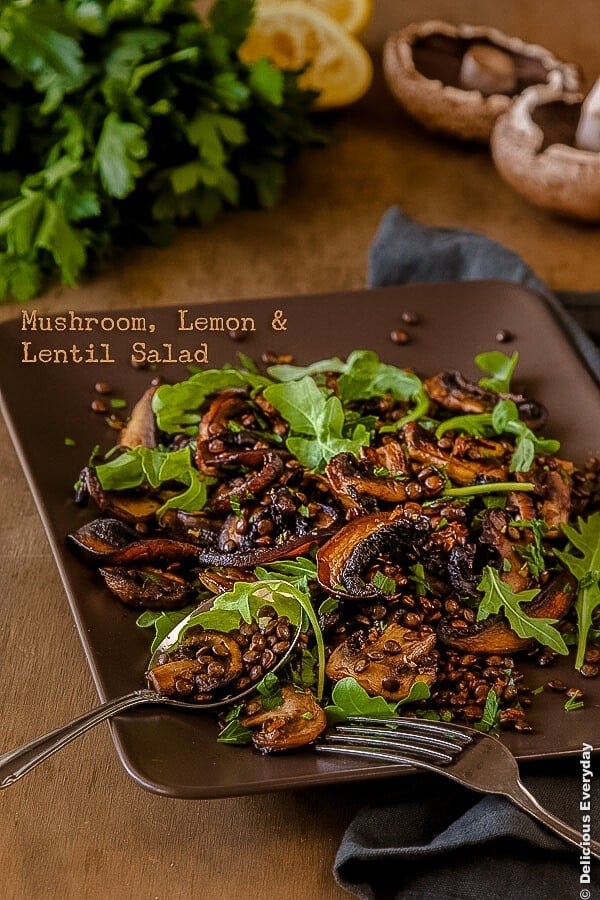 Lemony Mushroom Lentil Salad