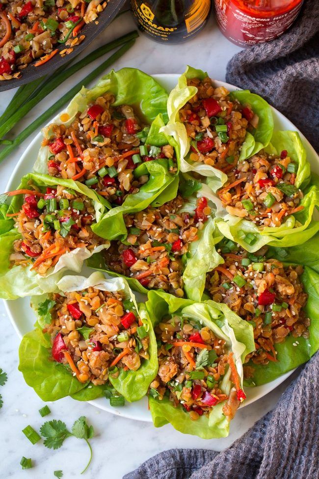 Asian Lentil Lettuce Wraps