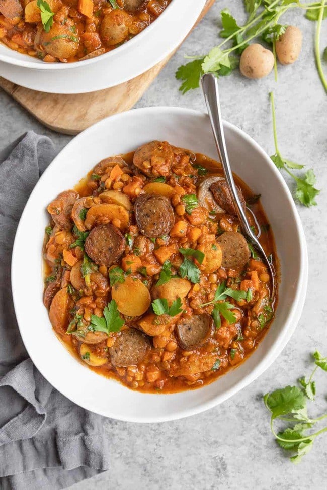 Lentil Potato "Sausage" Stew