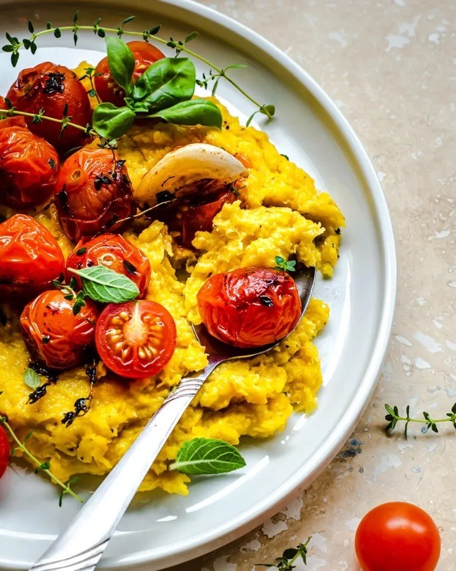 Polenta with Thyme Roasted Tomatoes