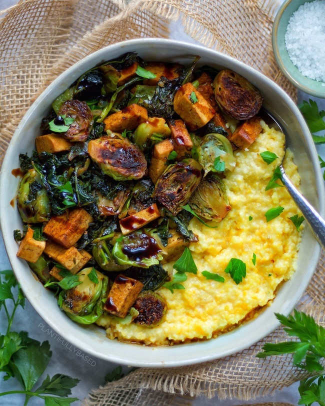 Creamy Polenta with Balsamic Vegetables and Tofu