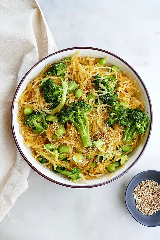 Broccoli Edamame Spaghetti Squash Stir Fry