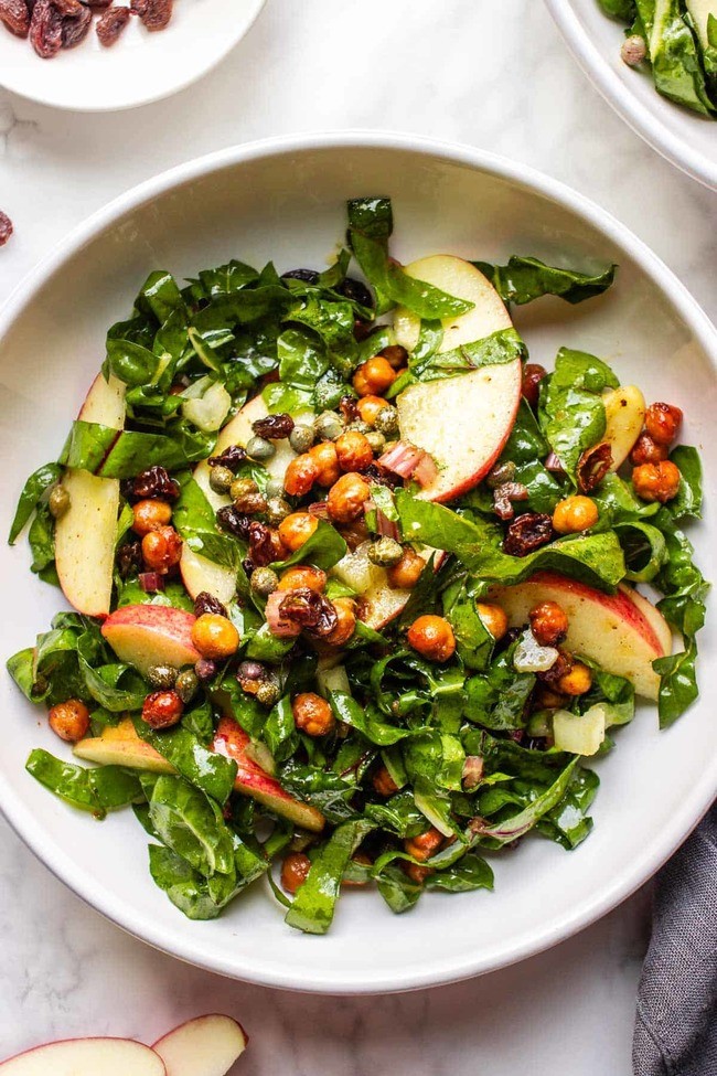 Swiss Chard Salad with Apples and Chickpeas