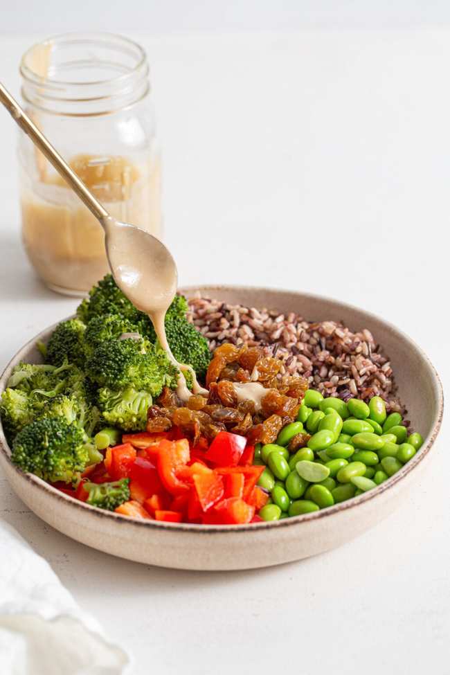 Broccoli Wild Rice Salad with Maple Tahini Dressing