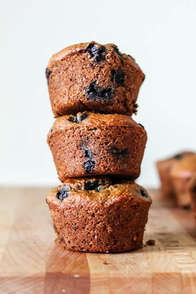 Oat Flour Blueberry Peanut Butter Muffins