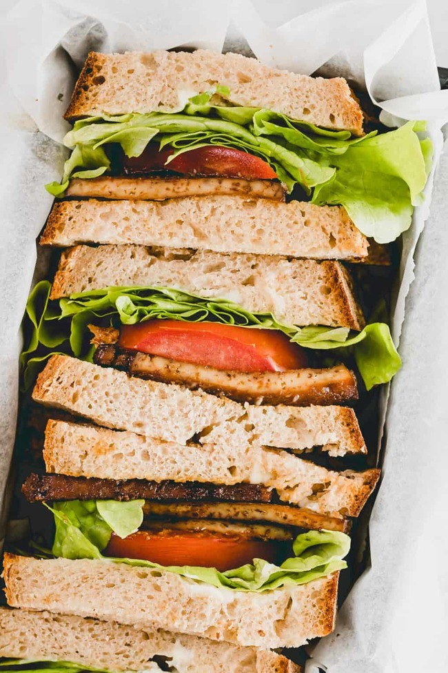 Vegan BLT Sandwich with Tofu Bacon