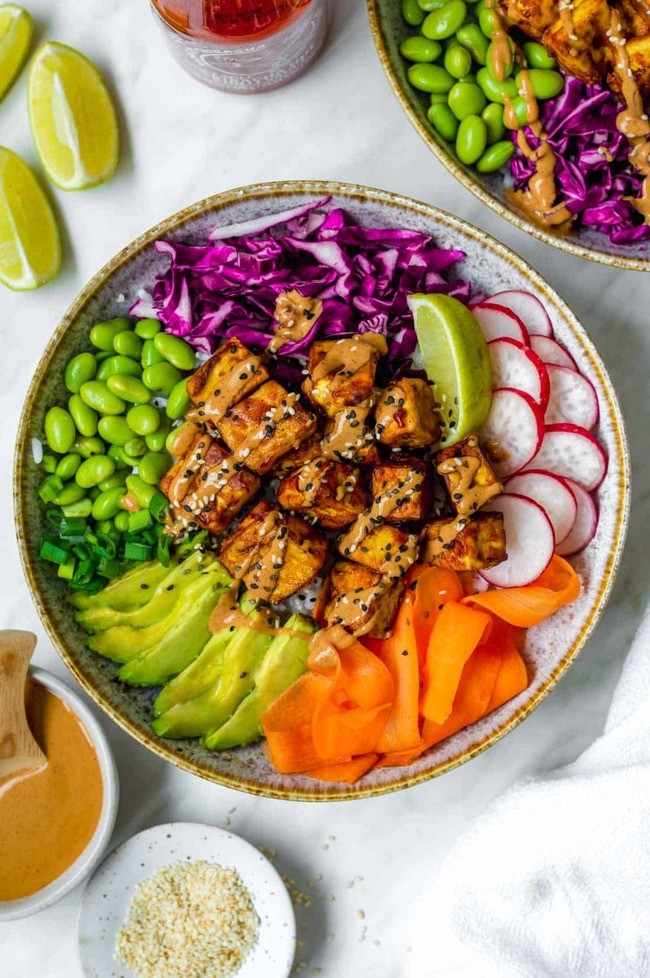 Tofu Buddha Bowl with Peanut Sauce