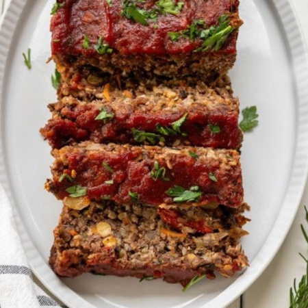 vegan meatloaf with chickpeas and lentils