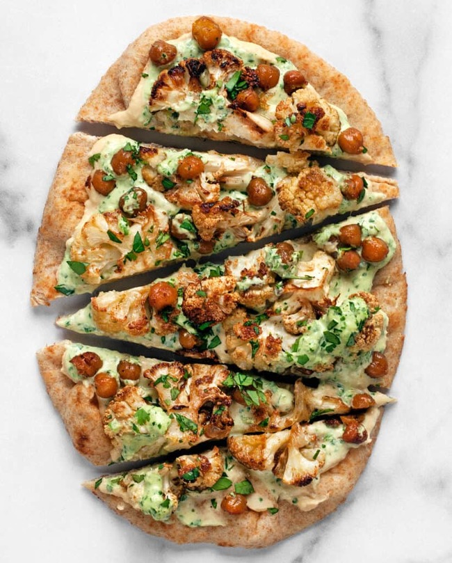 Roasted Cauliflower and Chickpea Flatbread