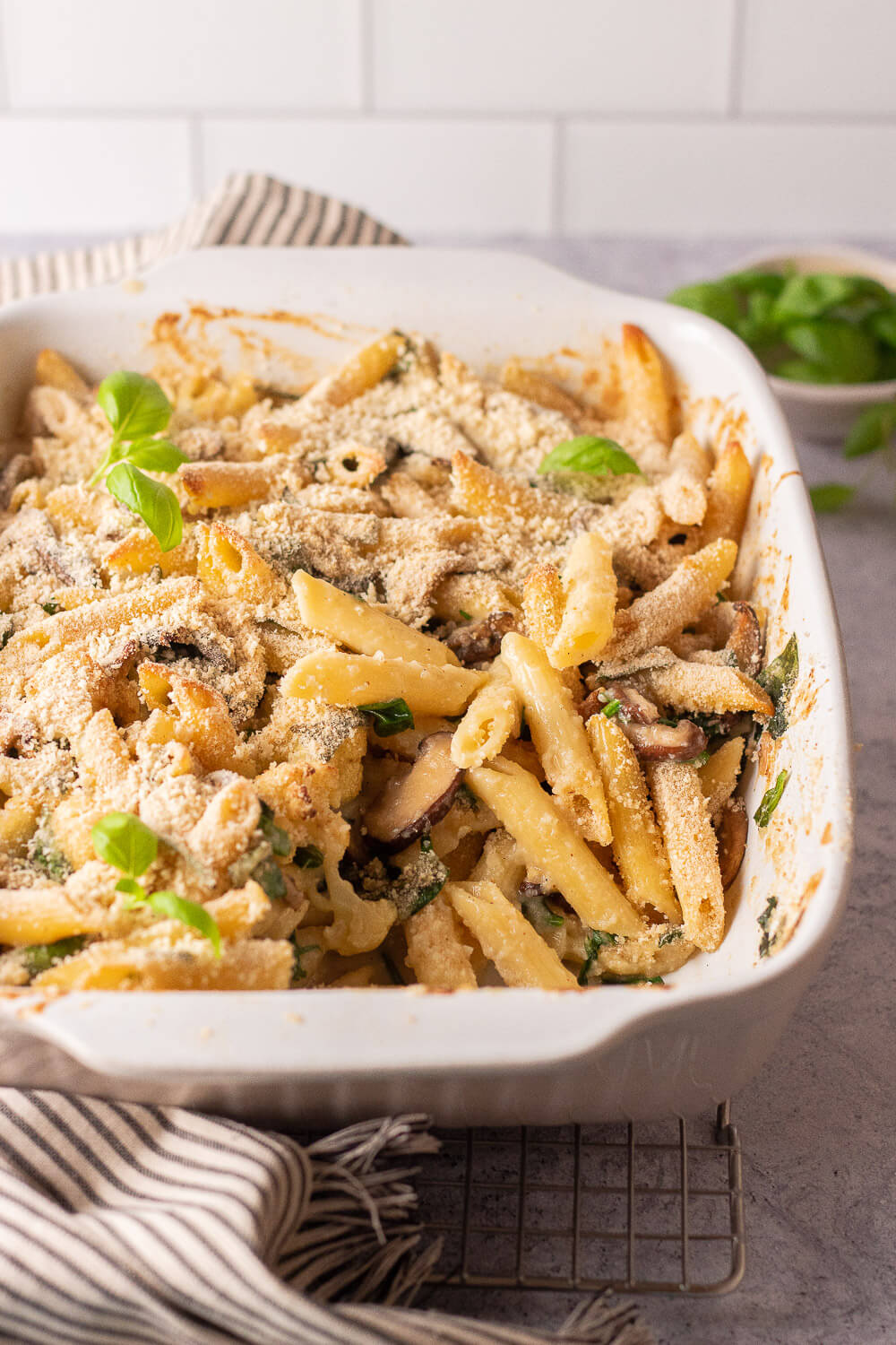 Vegan Cauliflower and Mushroom Pasta Bake