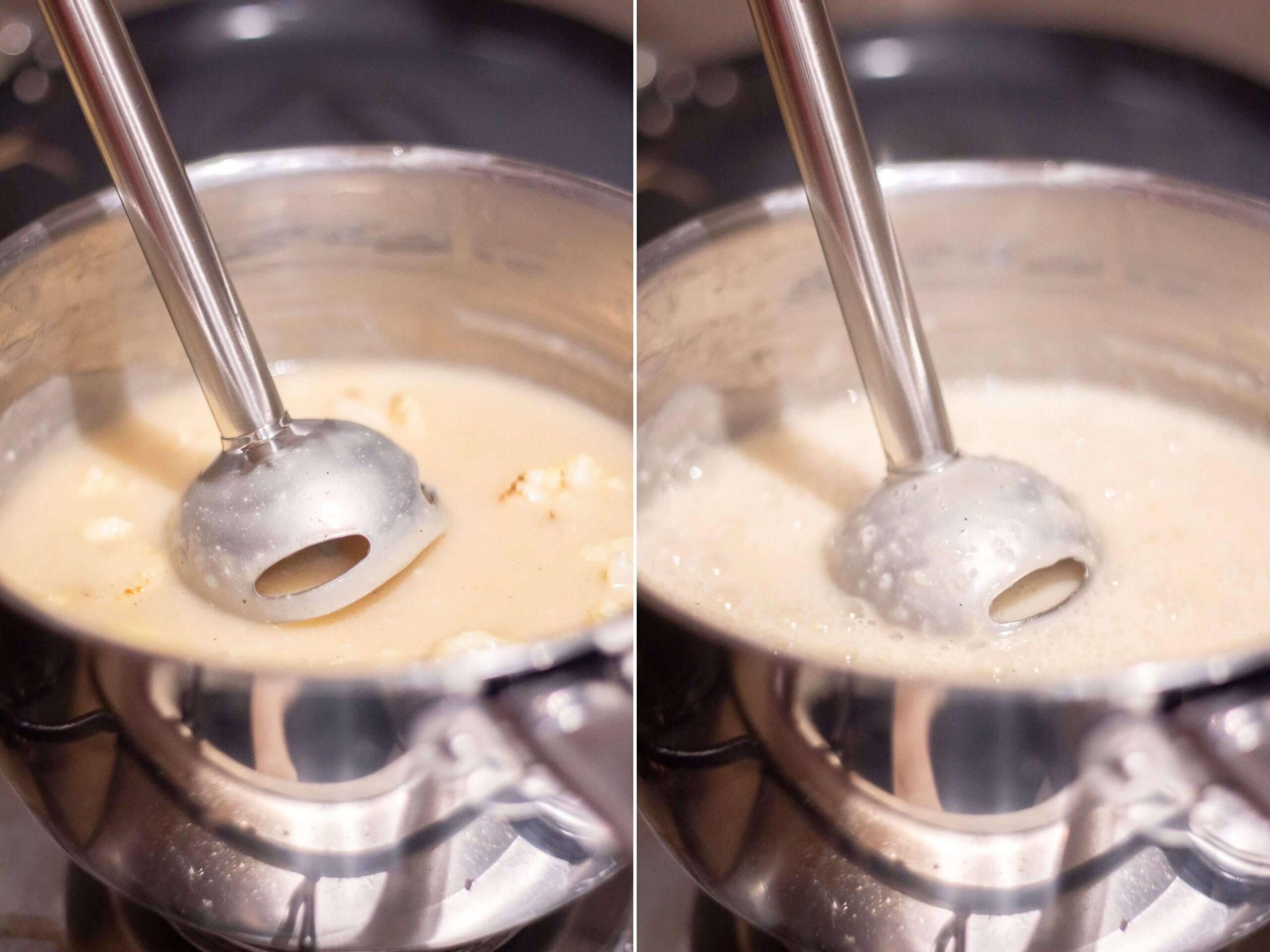 blending white sauce and cauliflower