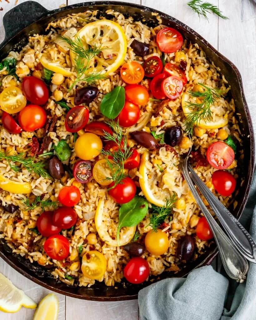 Baked Lemon Chickpeas and Rice