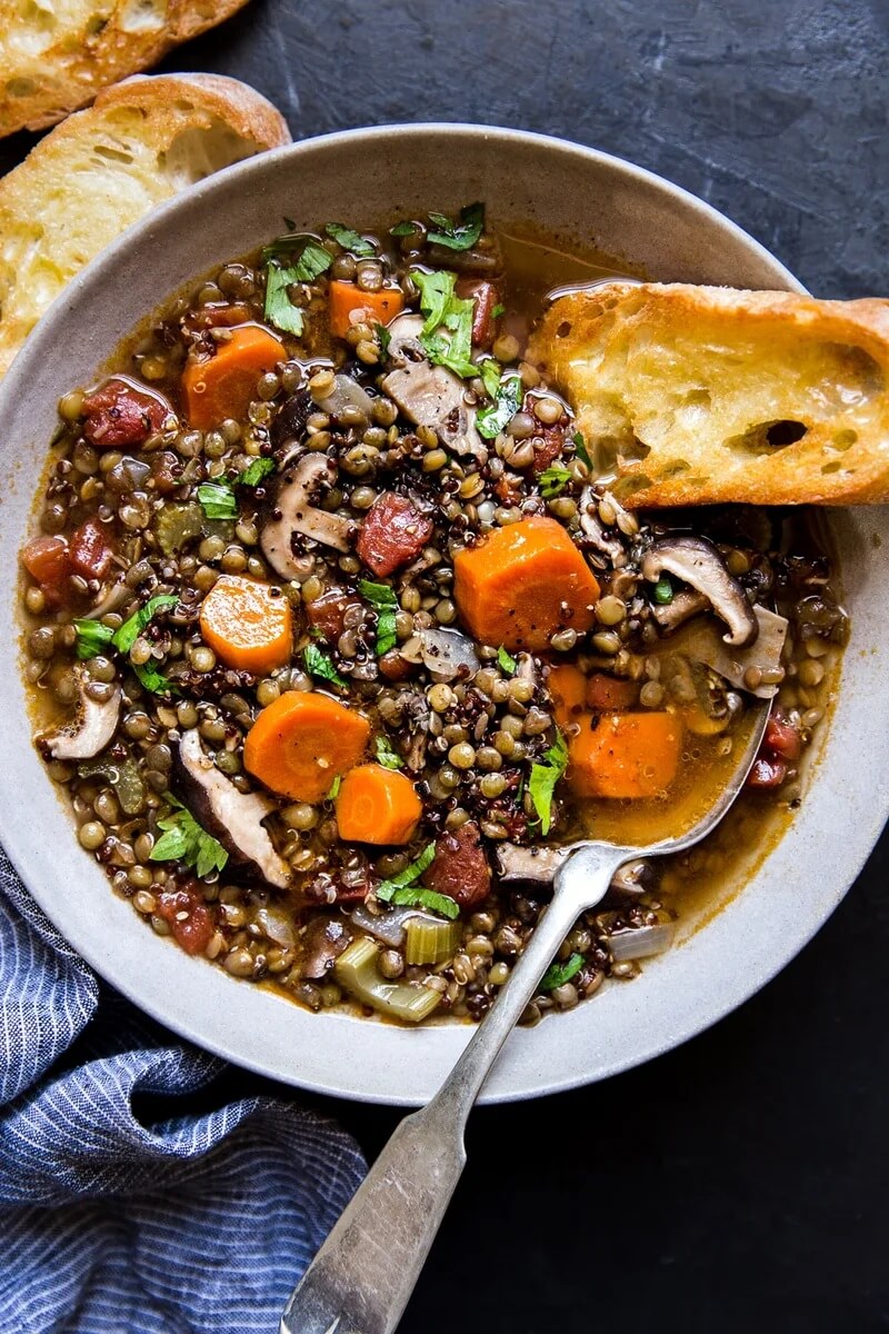 Lentil Stew with Quinoa and Mushroom