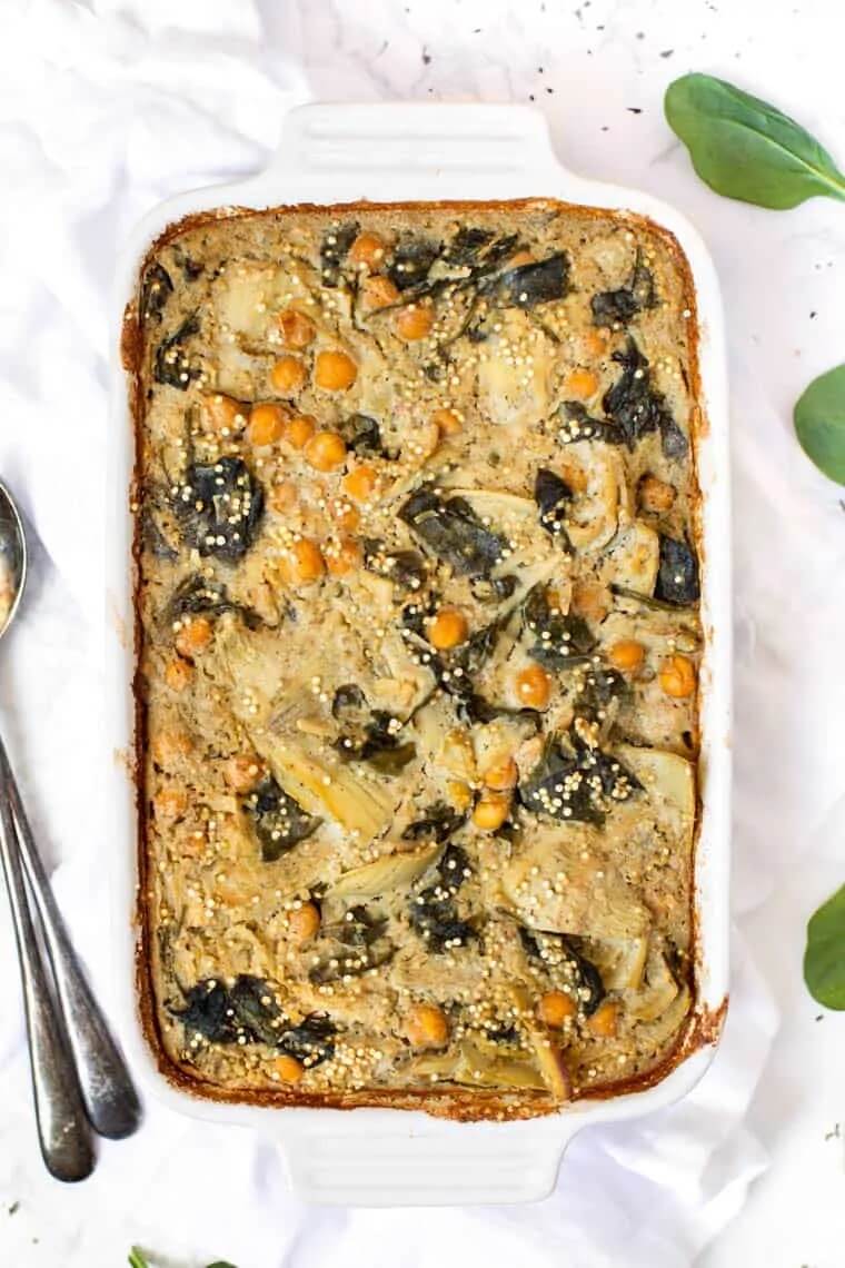 Spinach Quinoa Artichoke Casserole