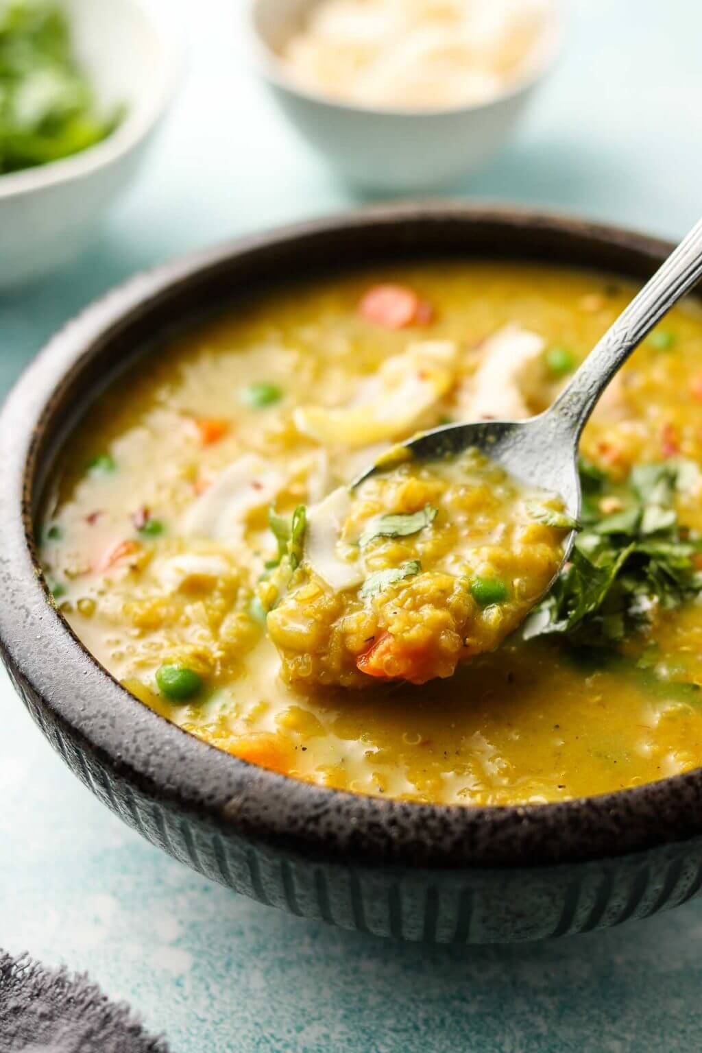 Golden Curry Lentil Quinoa Soup