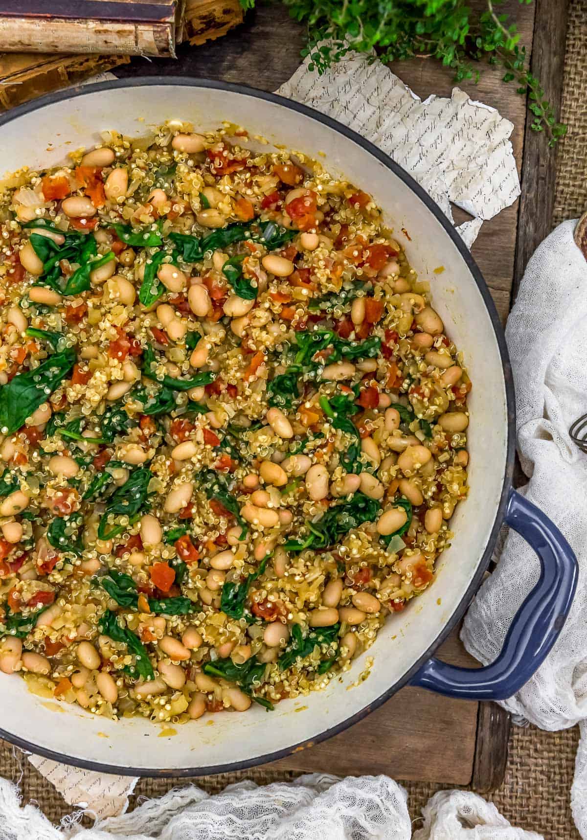 Tuscan White Bean Quinoa Skillet