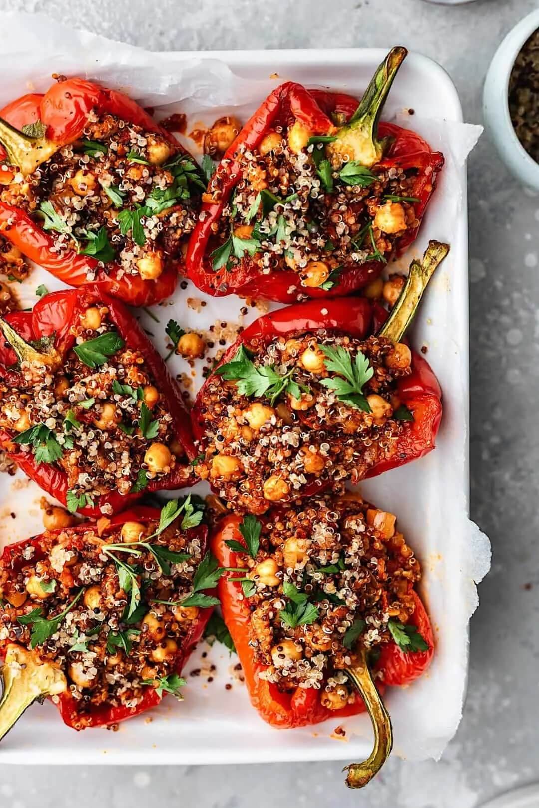 Quinoa Harissa Stuffed Peppers