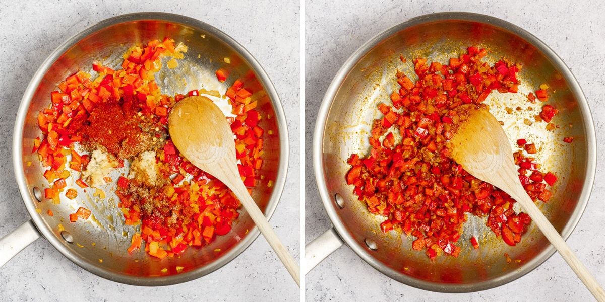 ingredients stirred together in the pan